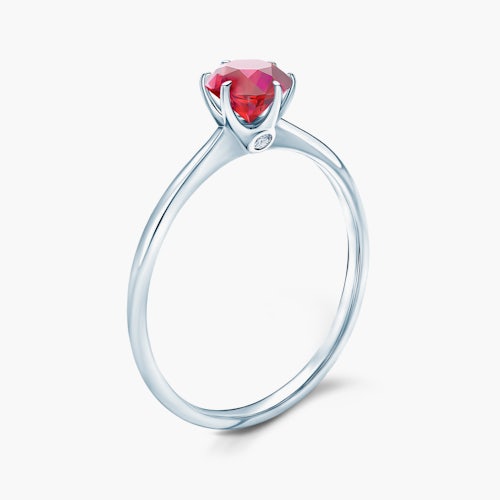 Pierścionek zaręczynowy The Journey: białe złoto, rubin